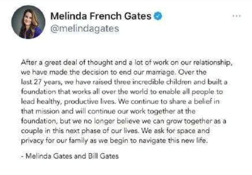 梅琳达的离婚声明